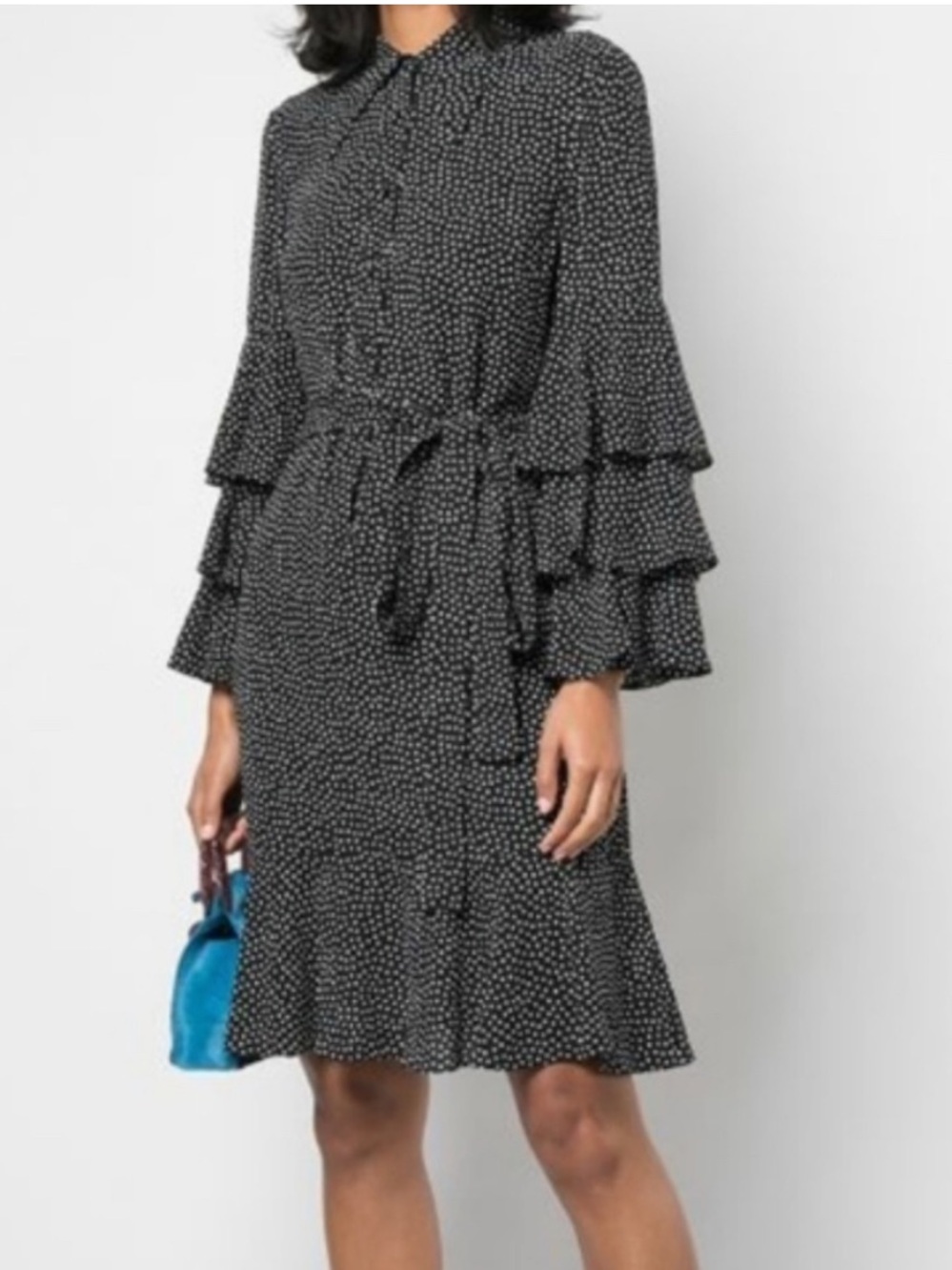 NWT Michael Kors Collection Silk Polka Dot Print Shirt Dress